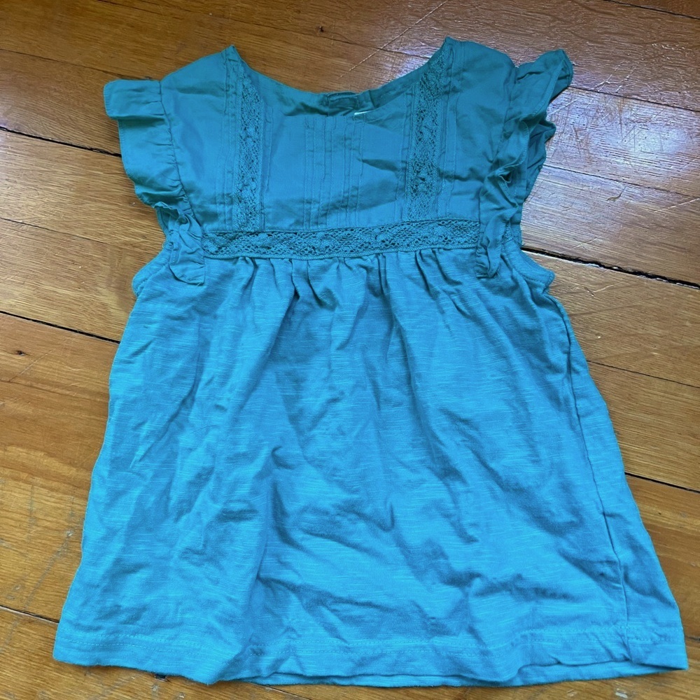 JoJo Maman Bebe Teal Ruffled Sleeve Shirt - 4/5